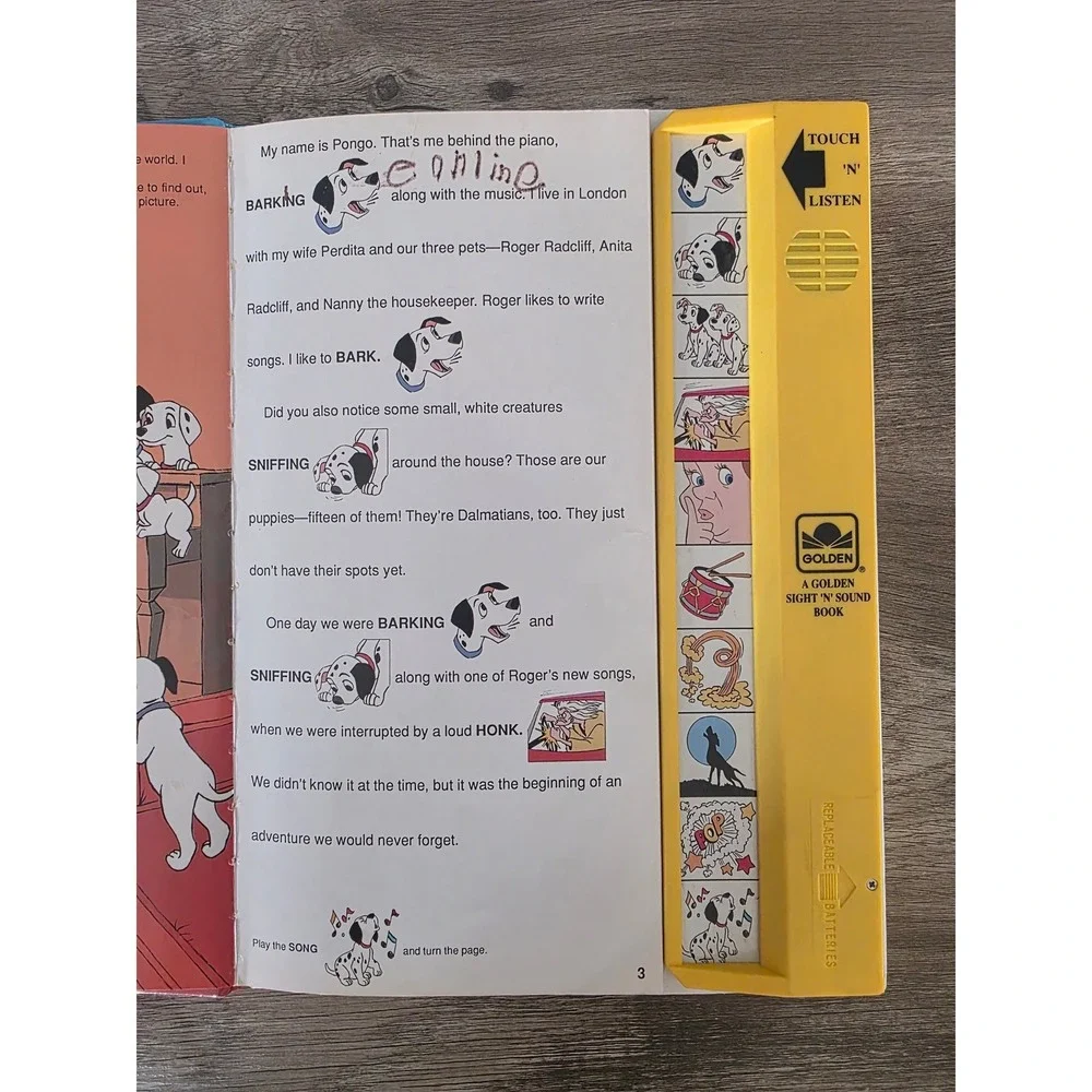Disney 101 Dalmatians Golden Sound Story Electronic Book Vintage 90s Toy Book